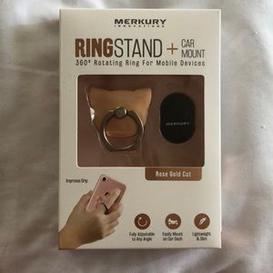 Rose Gold Cat Phone 360 Ring Stand and Car Mount